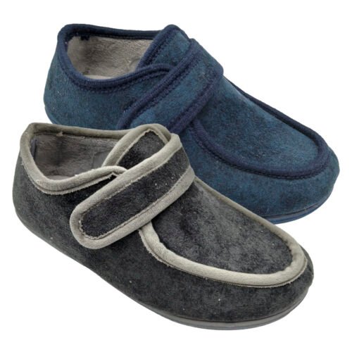 Zapatillas cerradas Terapéuticas señora con velcro especial horma ancha y tejido adaptable a cada pie Ortho Soluciones 39 a 46 Gris Marino 801
