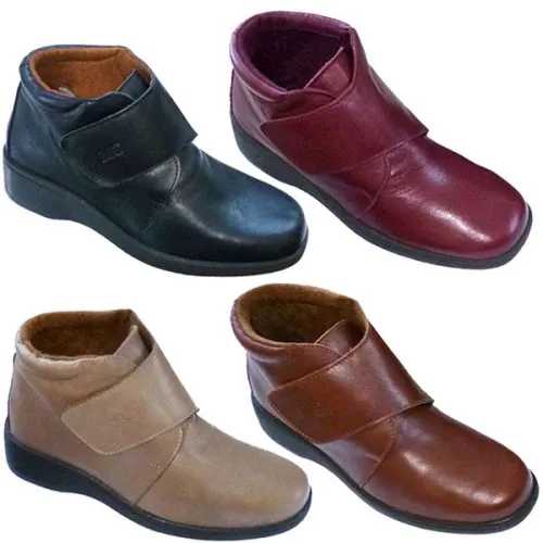 Botín mujer de velcro, hecho en España, piel suave, planta y forro de tela y piso cuña antideslizante cosido a la vira 35/41 Taupe, Burdeos, Negro y 36/37 Camello 821