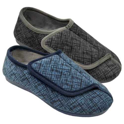 Zapatillas cerradas Terapéuticas caballero con velcro especial hormas anchas y tejidos adaptables a cada pie Ortho Soluciones 39 a 46 Marino Gris 901