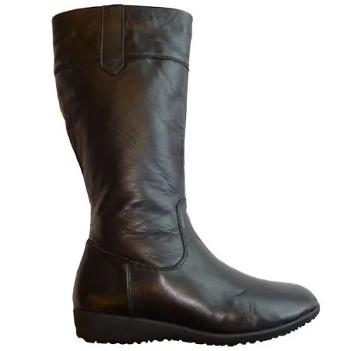 Bota mujer con cremallera y elástico, piel, planta tela y forro borreguillo, piso semicuña antideslizante Ortho Soluciones® 35/41 Negro 91007-2