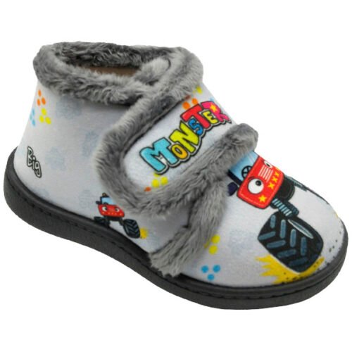 Zapatillas abotinadas niño Monster con velcro Plumaflex 22 a 34 Gris R12003