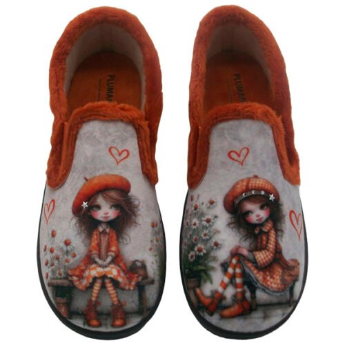 Zapatillas cerradas de chica con elastico PlumaFlex 35 a 42 Naranja R12057X