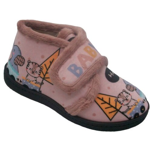 Zapatillas con velcro abotinadas niño/a y cadete PlumaFlex 22 a 34 Salmon R12069