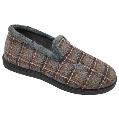 Zapatillas cerradas caballero Clasicas y copete cuadros Plumaflex 39 a 46 Gris R12132