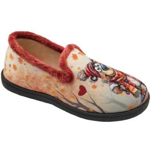 Zapatillas cerradas señora Osos copete fantasia Plumaflex 35 a 42 Teja R122156