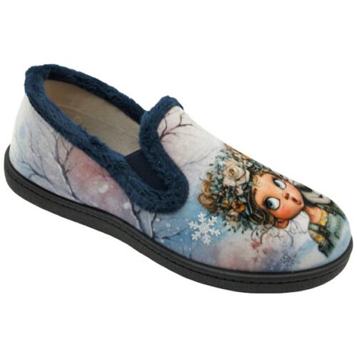 Zapatillas cerradas señora Chicas y Osos con elasticos copete fantasia Plumaflex 35 a 42 Marino R12283
