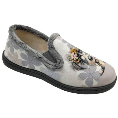 Zapatillas cerradas señora Perritos con elasticos copete fantasia Plumaflex 35 a 42 Gris R12284