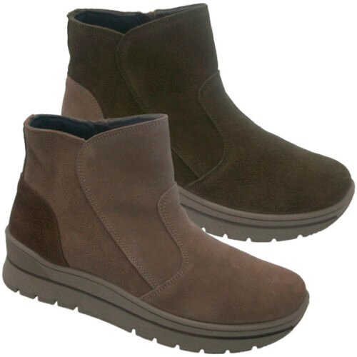 Botines en Serraje con Piso de Cuña Plumaflex 35 a 42 Taupe Kaki R40020X